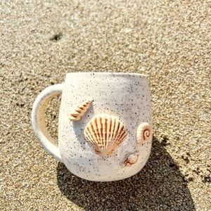 Handmade ceramic seashell beachcomber mug